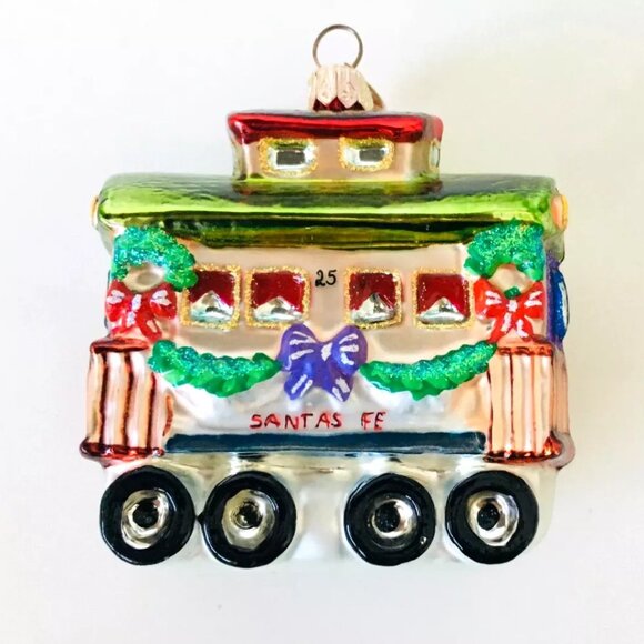 NEW Rare Christopher Radko NORTH POLE EXPRESS TRAIN CART Hand Made Glass Ornamet - Picture 8 of 8